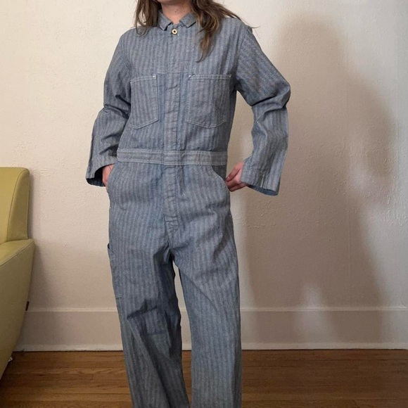 Vintage 40s / 50s Union Made Striped Coveralls - Picture 1 of 8